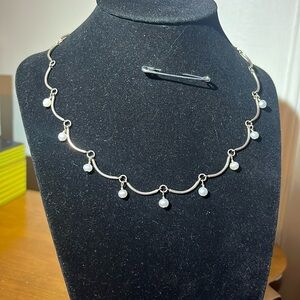 Vintage tested .925 sterling silver and pearl necklace 15"